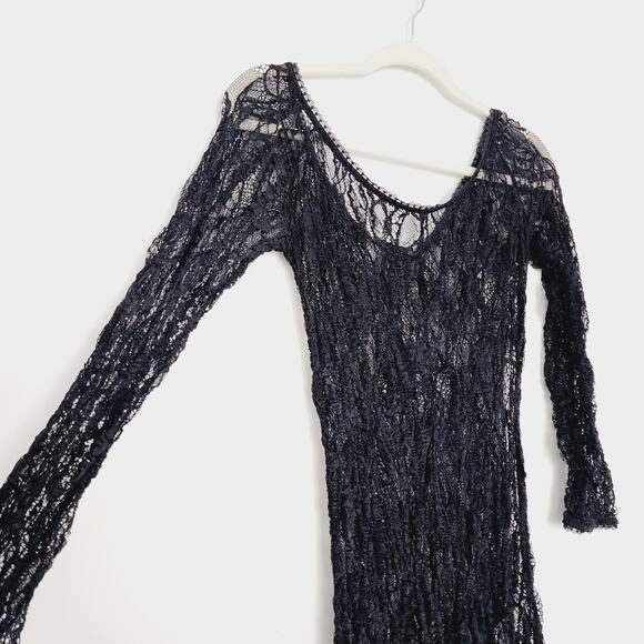 Zara Black Stretch Fit Lace Jumpsuit Size Small - Picture 4 of 6